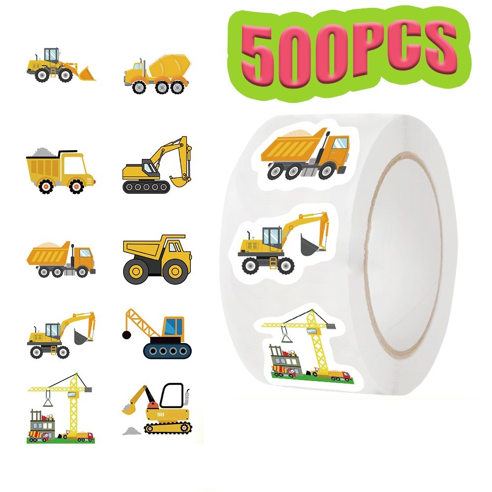 500Pcs Construction Vehicle Sticker Roll For Encourage Sticker For Labels Thank