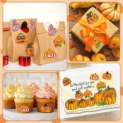 Halloween Pumpkin Stickers Roll 300 Waterproof Vinyl Stickers for Scrapbooking