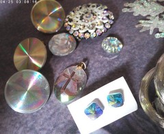 Craft Embellishments Lot Hologram/Prism Junk Jewelry, Bling Rhinestone Stick-Ons