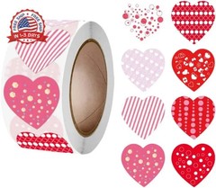 500 Pcs Funky Heart roll Stickers, Valentine’s Day Heart Stickers, Valentine’s L