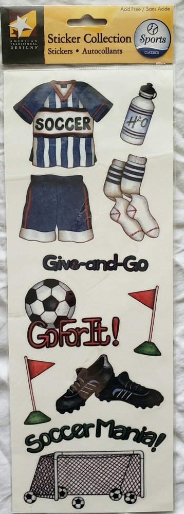 Vintage 2005 Cute Soccer Sports Stickers By American Traditional Designs