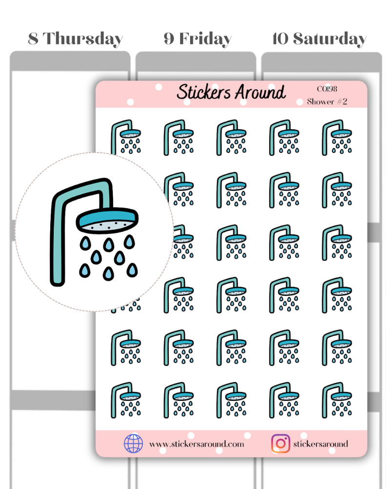 Shower Head Icon Planner Sticker #2, Calendar and Bullet Journal Stickers
