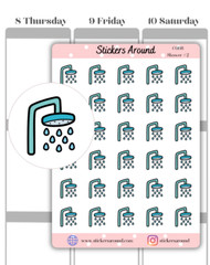 Shower Head Icon Planner Sticker #2, Calendar and Bullet Journal Stickers