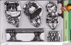 New Penny Black Rubber Stamp YUMMY CHILDREN PICNIC clear cling set free USA ship