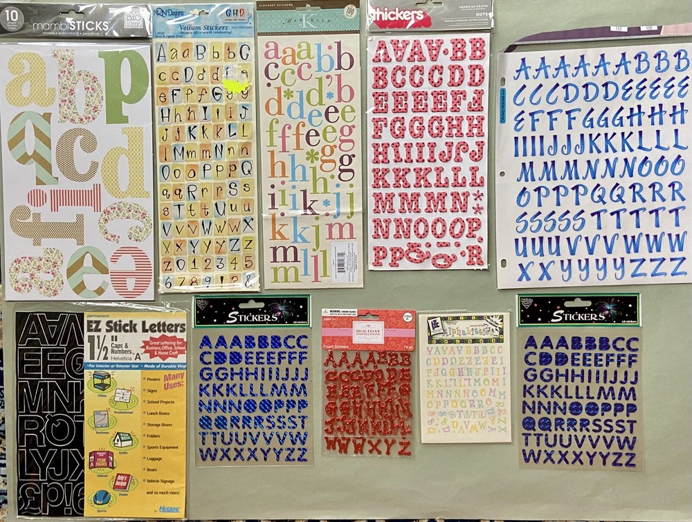 Lot of 26 Sheets Alphabet Stickers Sticko, MAMBI, NRN, K & Company New!