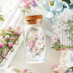 15Pcs Transparent Stickers Flowers Garden Journal Planner Scrapbooking Crafts