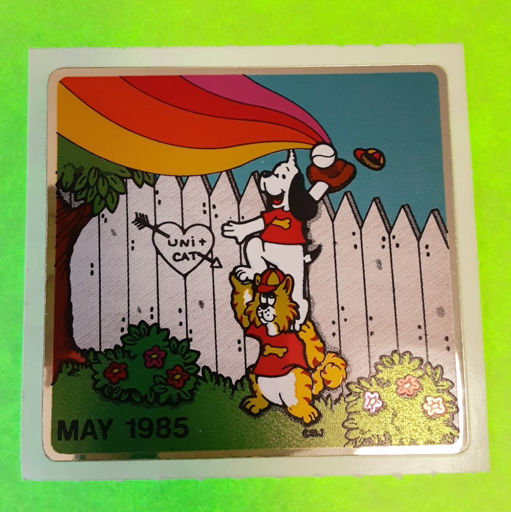 vintage 80’s BJ Decal Specialties foil baseball unidog large sticker module