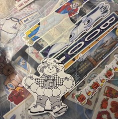 Large Scrapbooking Sticker Ephemera Lot School Baby Holiday Plus Binder Sleeves