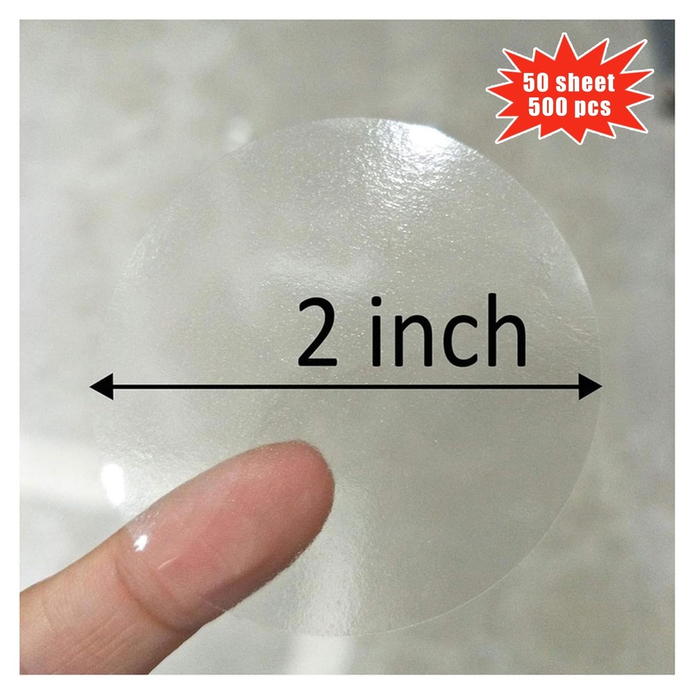 SMARSTICKER Super Gloss Clear Transparent Retail Package Envelope Seals 2″ Chris