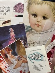 Junk Journal 80+ pieces Red Pink Love Curated Lot Unique Book Pages & more