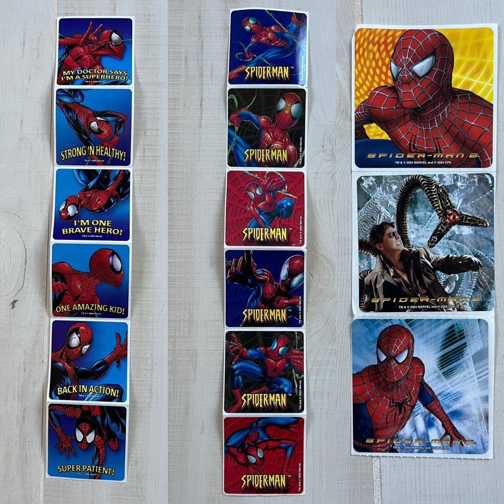 VTG Sandylion Spiderman stickers Lot Of 21 MediBadge RARE Stickers 2002, 04 2.5”