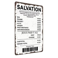 Jesus Paid it All – Christian Metal Tin Sign, Motivational Vintage Inspiratio…