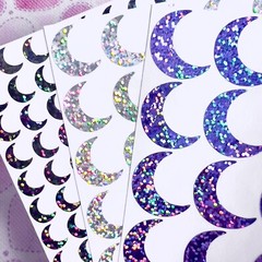Holographic Sparkle Moon Sticker Sheet! – Choose a Size & Color!