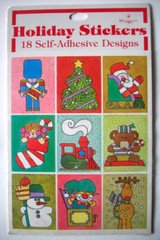 Vintage Christmas stickers unopen package Santa Snowman reindeer train