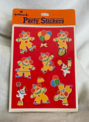 New Sealed Vintage 1982 Hallmark Circus Clown & Dog Party Stickers
