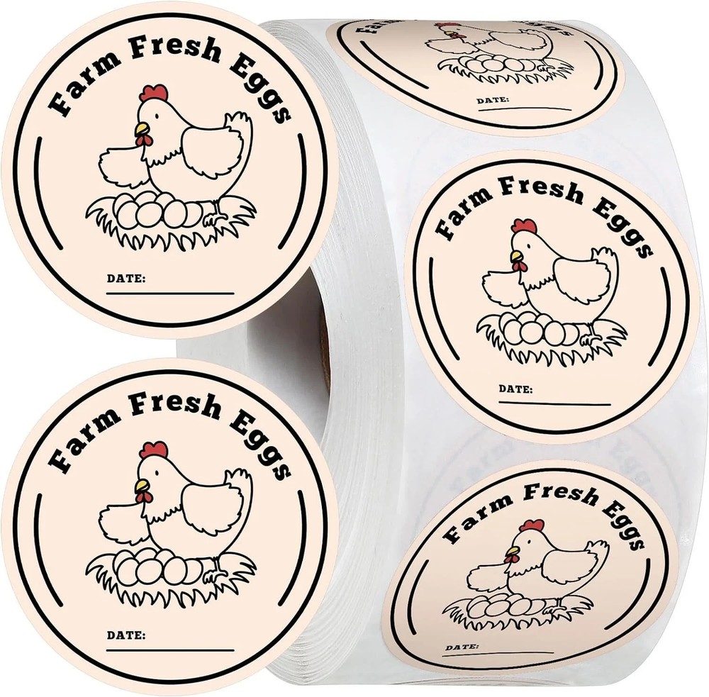 1000 Pcs Farm Fresh Eggs Washed Carton Labels 1.5 Inch Round inch
