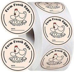 1000 Pcs Farm Fresh Eggs Washed Carton Labels 1.5 Inch Round inch