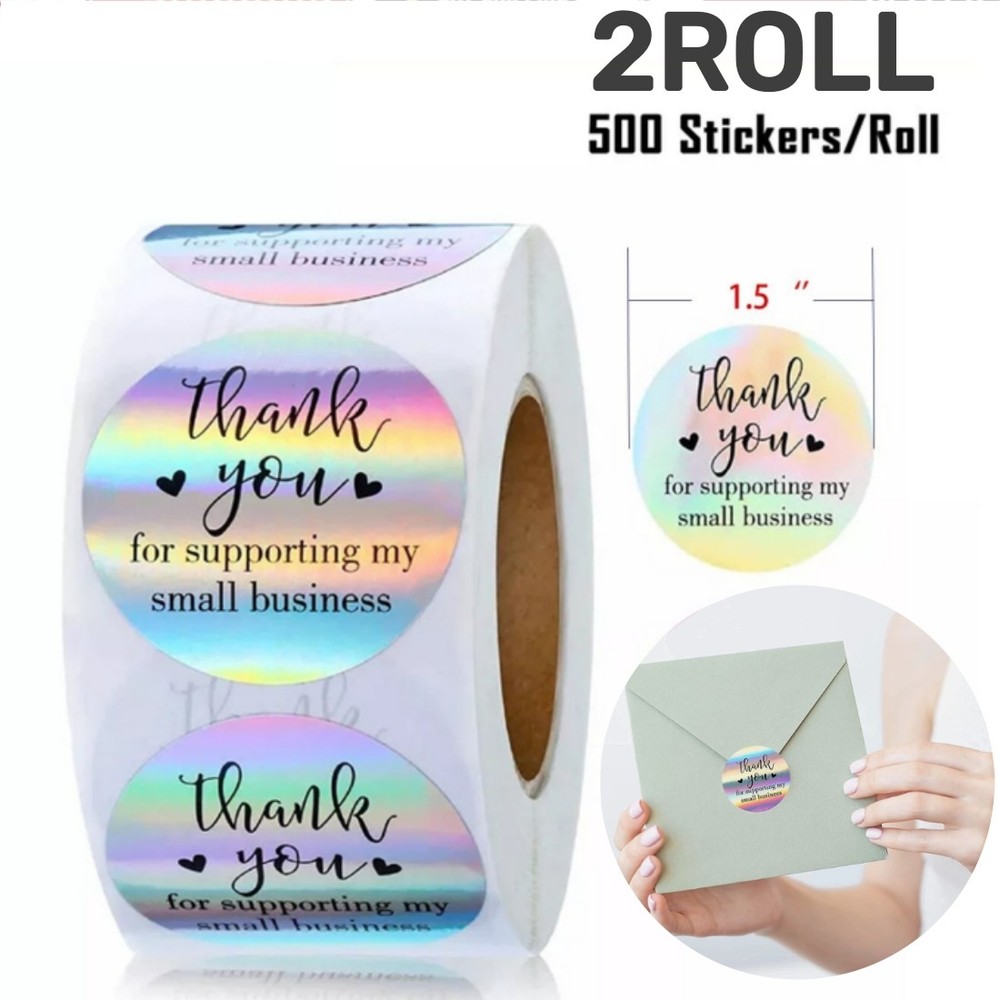1000Pcs Thank You for Supporting My Small Business Stickers Holographic Stickers