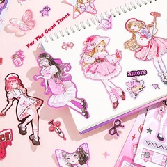 Auguro Cute Scrapbook Stickers Book – 500 Pre-Cut A5 Size Girl Pink