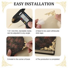 30PCS Corner Protector, Metal Photo Corners Retro Antique Scrapbook Album Corn