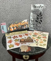 Thanksgiving Fall Theme Scrapbooking Lot Stickers Stamps Puffy Autumn Leaves