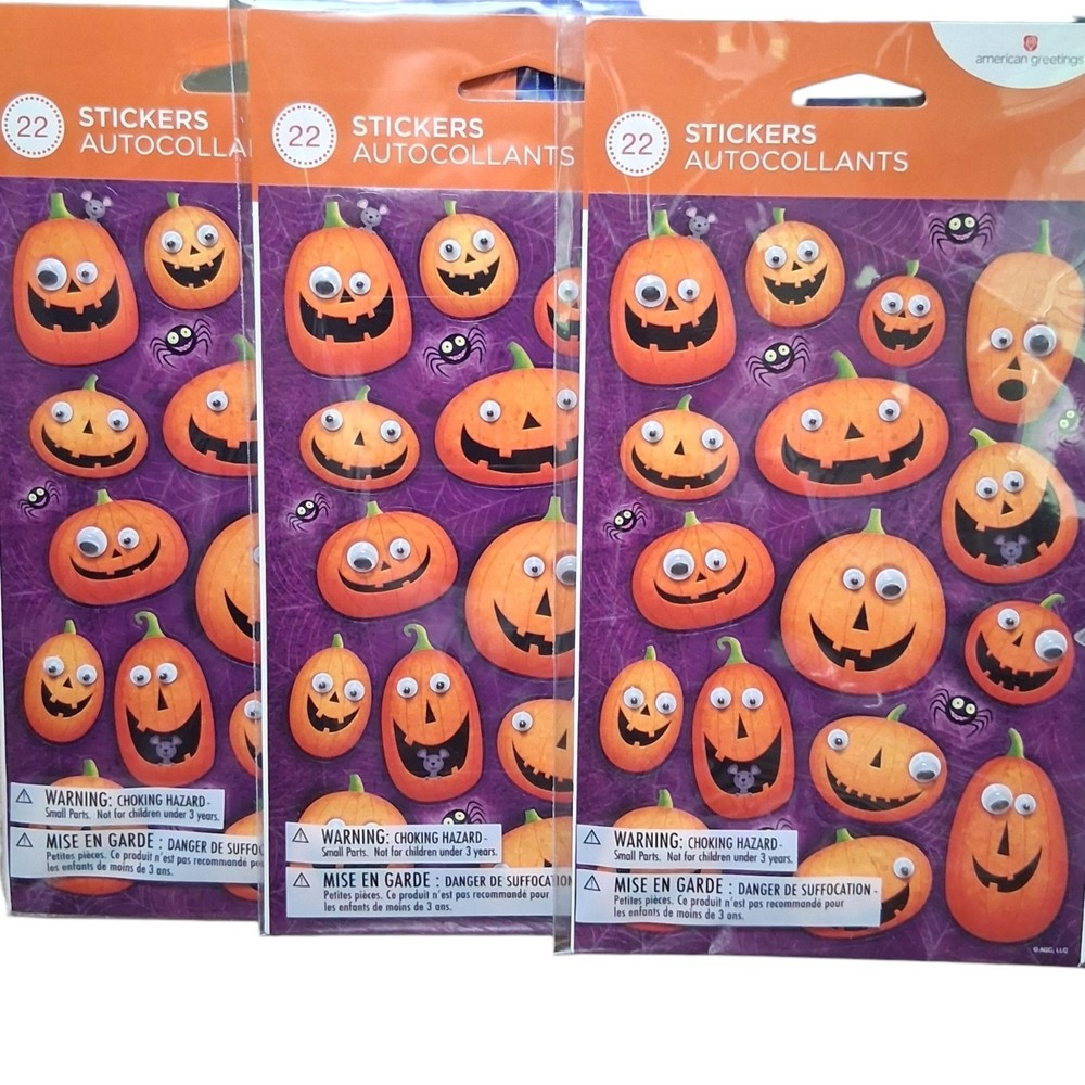 Halloween Googly Eyes Total Of 66 Pumpkin Stickers American Greetings Funny Cute