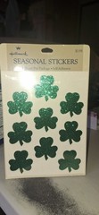 vintage Stickers Hallmark Glittery Shamrocks Clovers 1 Nip Razzle Dazzle