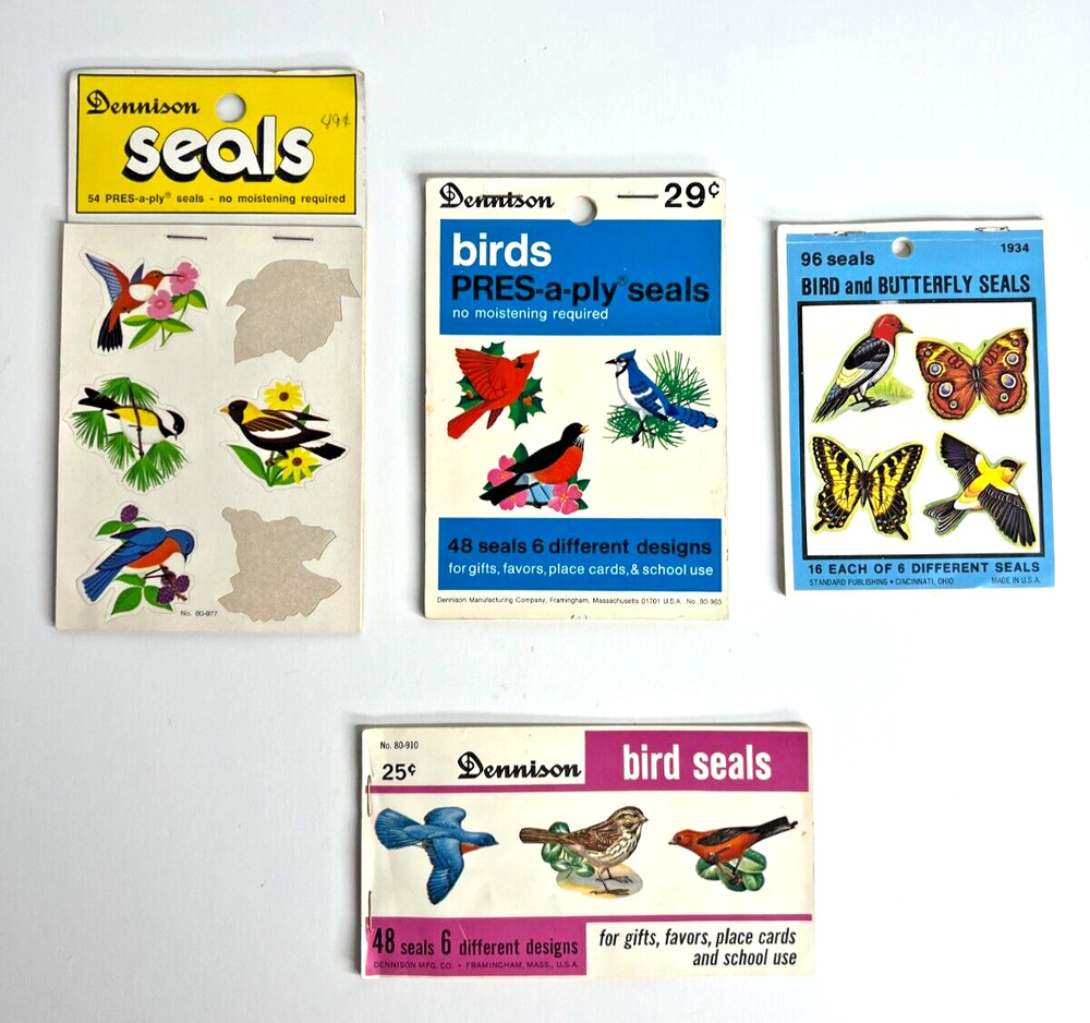 Vintage Lot Dennison Seals & Stickers Birds Butterfly Standard Publishing USA