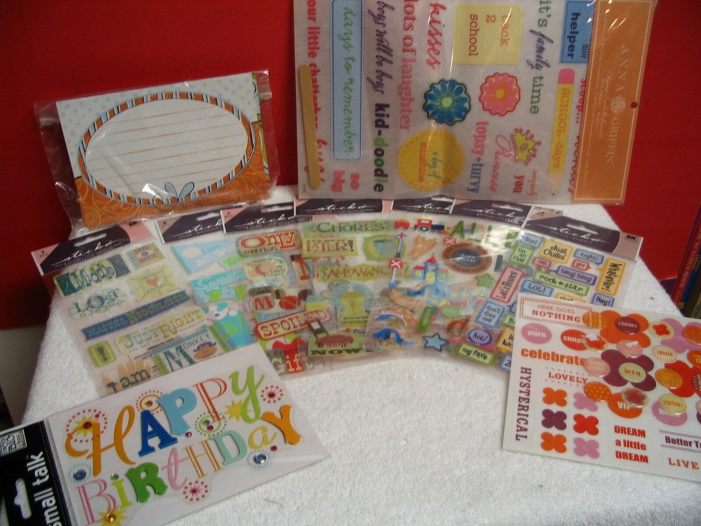 LOT 11 Packs Assorted Sticko Type Scrapbook Stickers – Over 175 Stickers