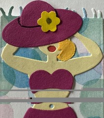 LADY ON BEACH TOWEL “Pre-Made”Die-Cut(1pc)Lake•River •Swim•Swimsuit•Card Making•