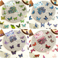 240PCS Butterfly Stickers, PET Waterproof Transparent Colorful Resin Decals Deco