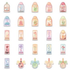 50pcs Jar Stickers, Mason Drink Tube Coffee popsicle, Waterproof, 148