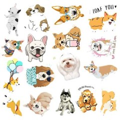Dog Stickers Puppy & Paw Skateboard Vinyl Laptop Luggage Decal Animals 50pcs