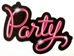 Party Sticker Pink Neon Cursive Writing Design Decal Black Background Small New