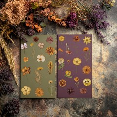 Pressed Flower Stickers(500 Pieces, 36 Sheets), Dried Flower Stickers Scrapbook