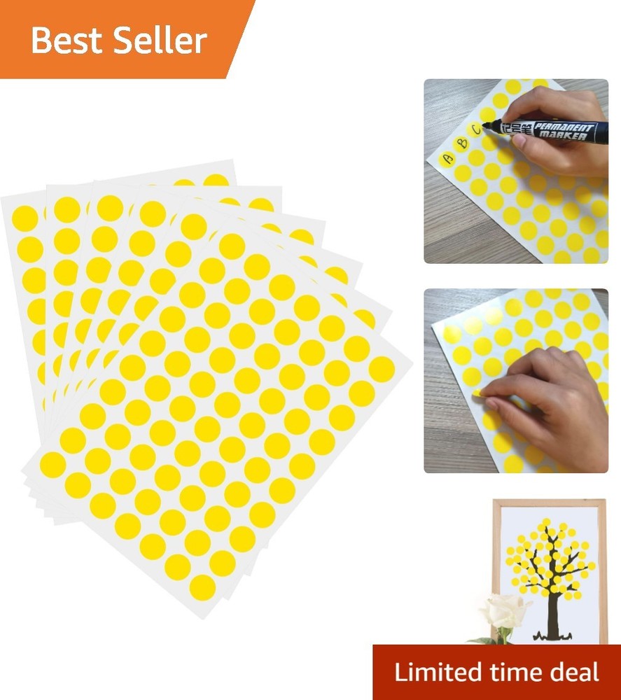 High-Quality Yellow Circle Dot Stickers – 1050 Count for Endless Organization