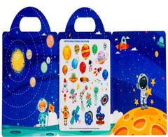 6 Theme Jelly Sticker Book Reusable Sticker with File Pocket, 2-6 years