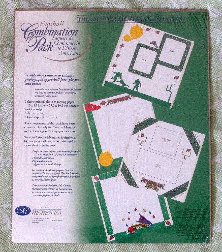 Creative Memories Football Combo Pack Stickers Die Cuts Photo Mounting Paper