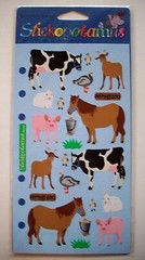 Petting Zoo farm animals cow pig horse rabbit duck goat stickers unopen package