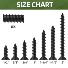 100 PCS #8 x 3/4″ Black Sheet Metal Screws, Flat Head Phillips Fast Self Tapp…