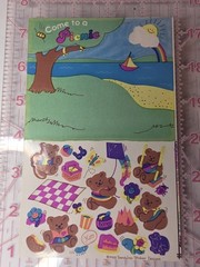 Vintage 1980s 80s Sandylion Maxi Design Stickers Come To A Picnic Bears 1983