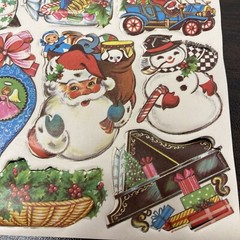 Retro Christmas Santa Holly Lick N Stick seals, 10 on sheet 9 Sheets 90 Total