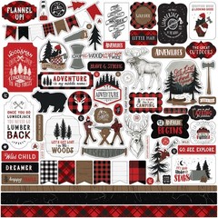 (1) 12×12 Sheet of Echo Park Paper LET’S LUMBERJACK Scrapbook Element Stickers