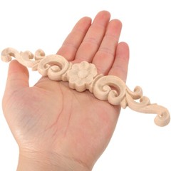 2PCS Wood Carving Sticky Flower Door Head Carving Flowers Solid Wood Applique