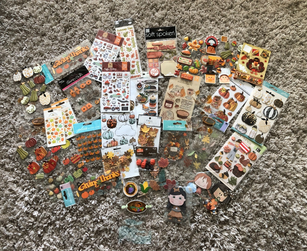 Lot of 30+ Fall Theme Embellishments – Paper Craft, Scrapbooking, Journaling