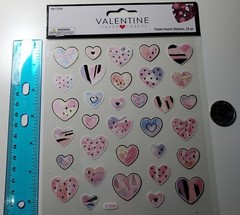 Pastel Heart Stickers w/gold foil accents. 33 stickers Valentine Paper Crafts💗