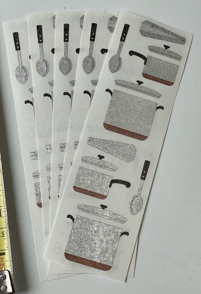 5 Mrs Grossmans Pots Pans Stickers Silver Metal Metallic Kitchen Cooking Stove