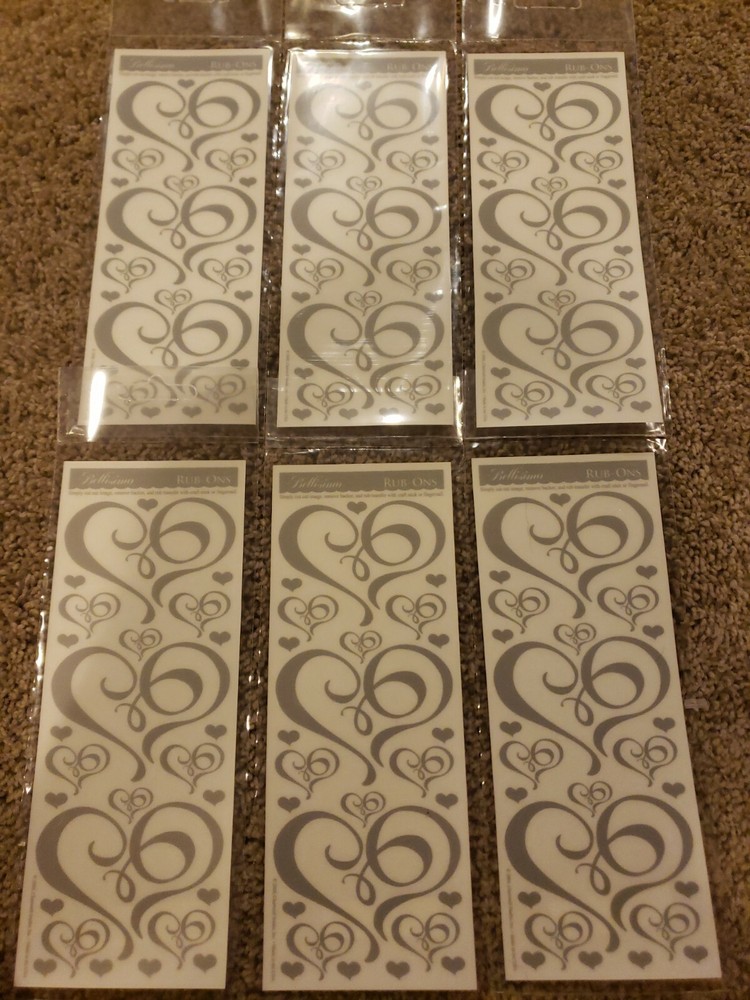 6 sheets Bellisimo Rub Ons acid free Wedding Love Hearts