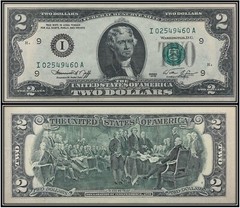 $2 Two Dollar 1976 Federal Reserve Note (US CURRENCY STICKERS) (Lot Of 2)
