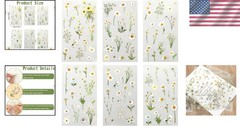 6 Pcs Clear Daisy Stickers, Waterproof Floral Vinyl Art Decals for Crafts